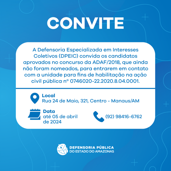 DPEIC convida candidatos aprovados no concurso da ADAF/2018 para tomada de informações