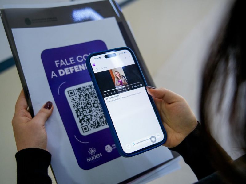 Foto mostra QR CODE da Defensoria